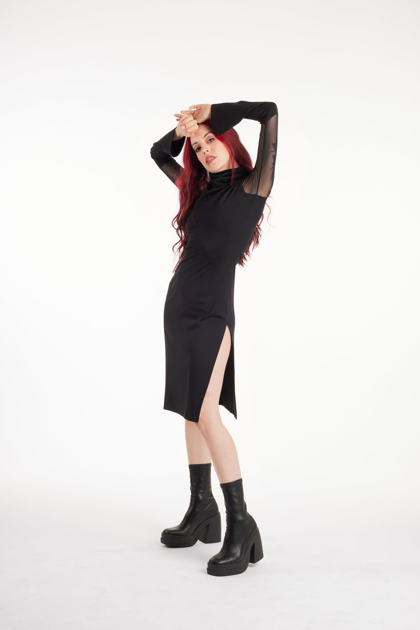 Sofia Turtleneck side split midi dress