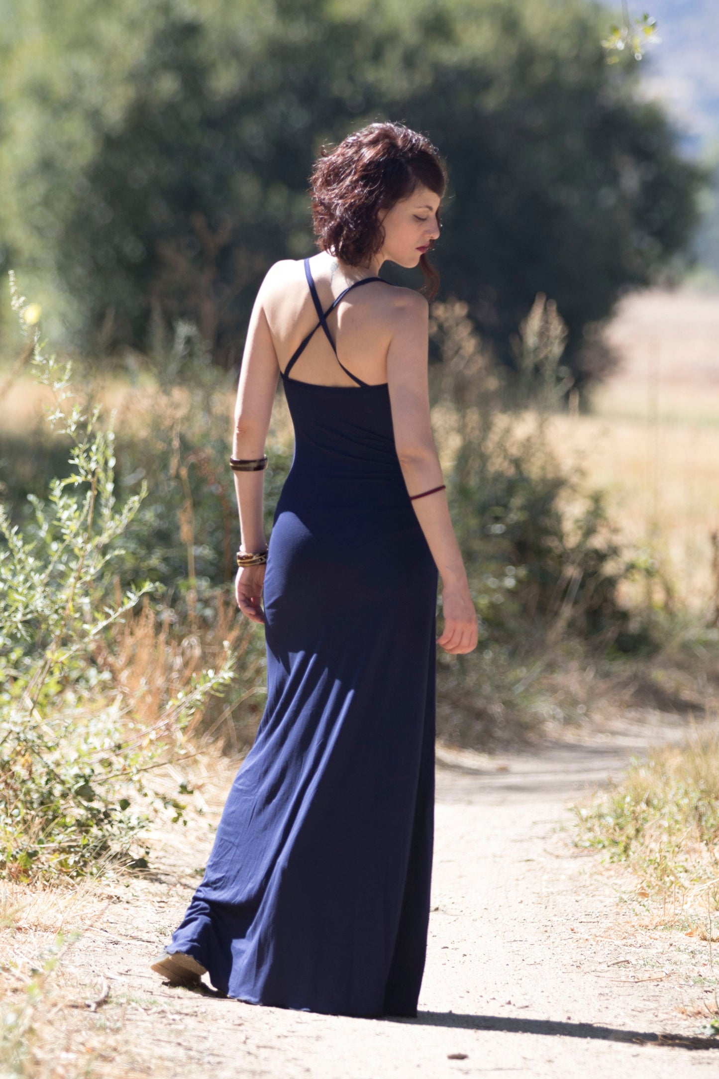 Black Front double split maxi goth dress