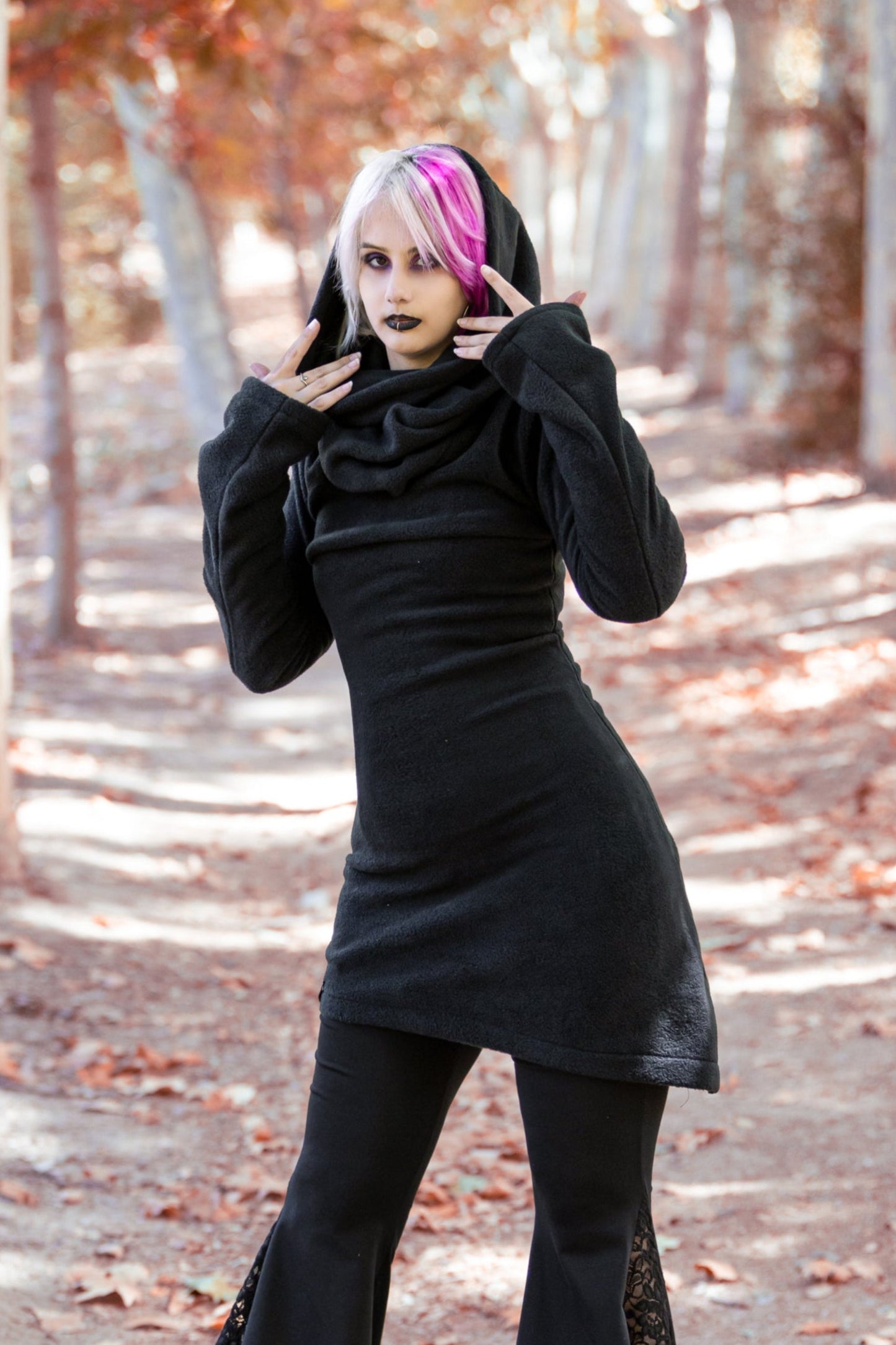 Winter Long Hooded Fleece Coat – Elven Gothic Hoodie Jacket