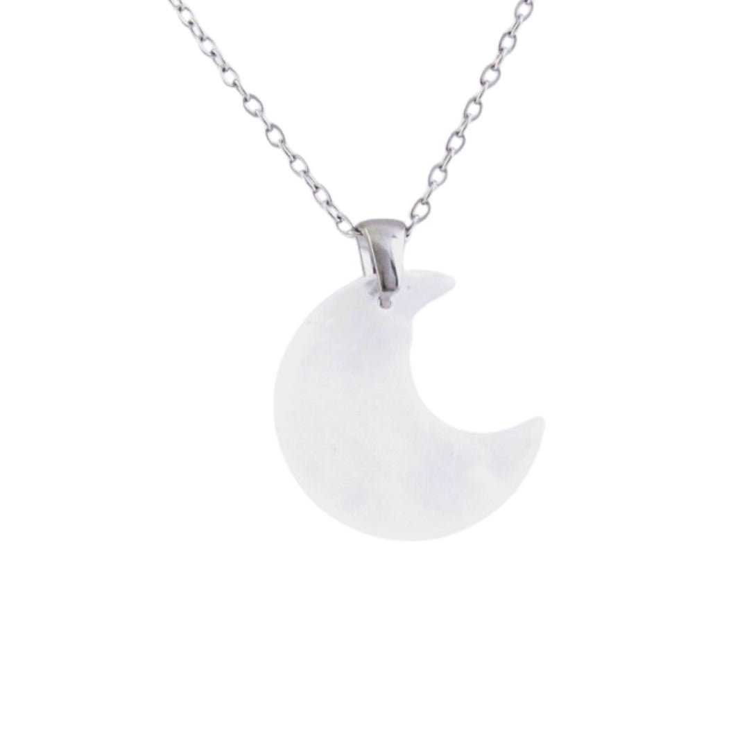 Collar Luna de Cuarzo Blanco - Acero Inox.
