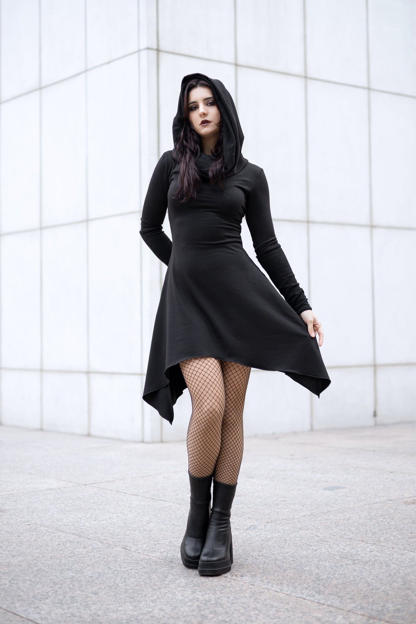 Burgundy Cowl neck fairy goth tunic dress