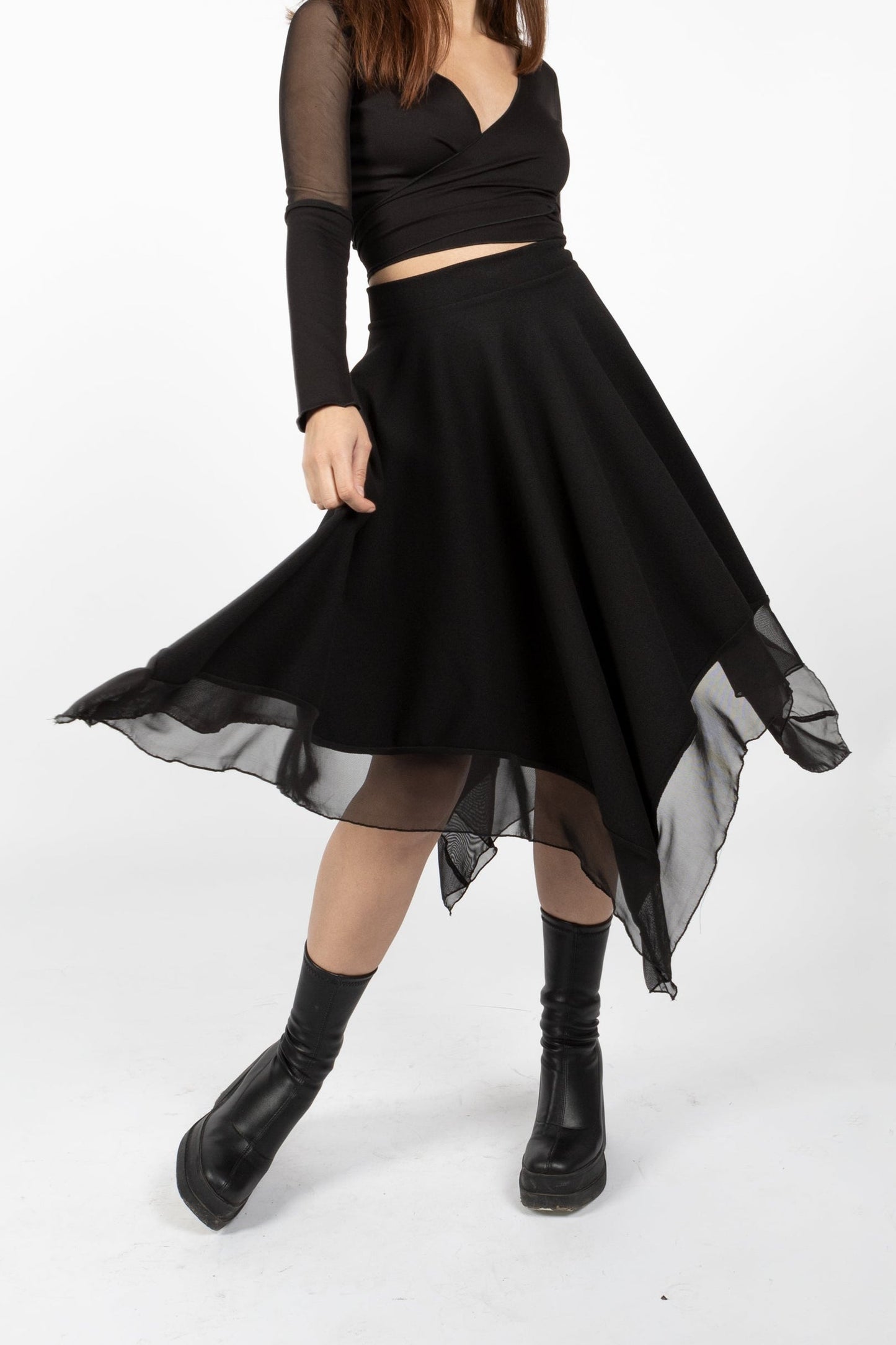 Plum Witch Maxi Skirt – Asymmetrical Fairy Skirt with Tulle Layers