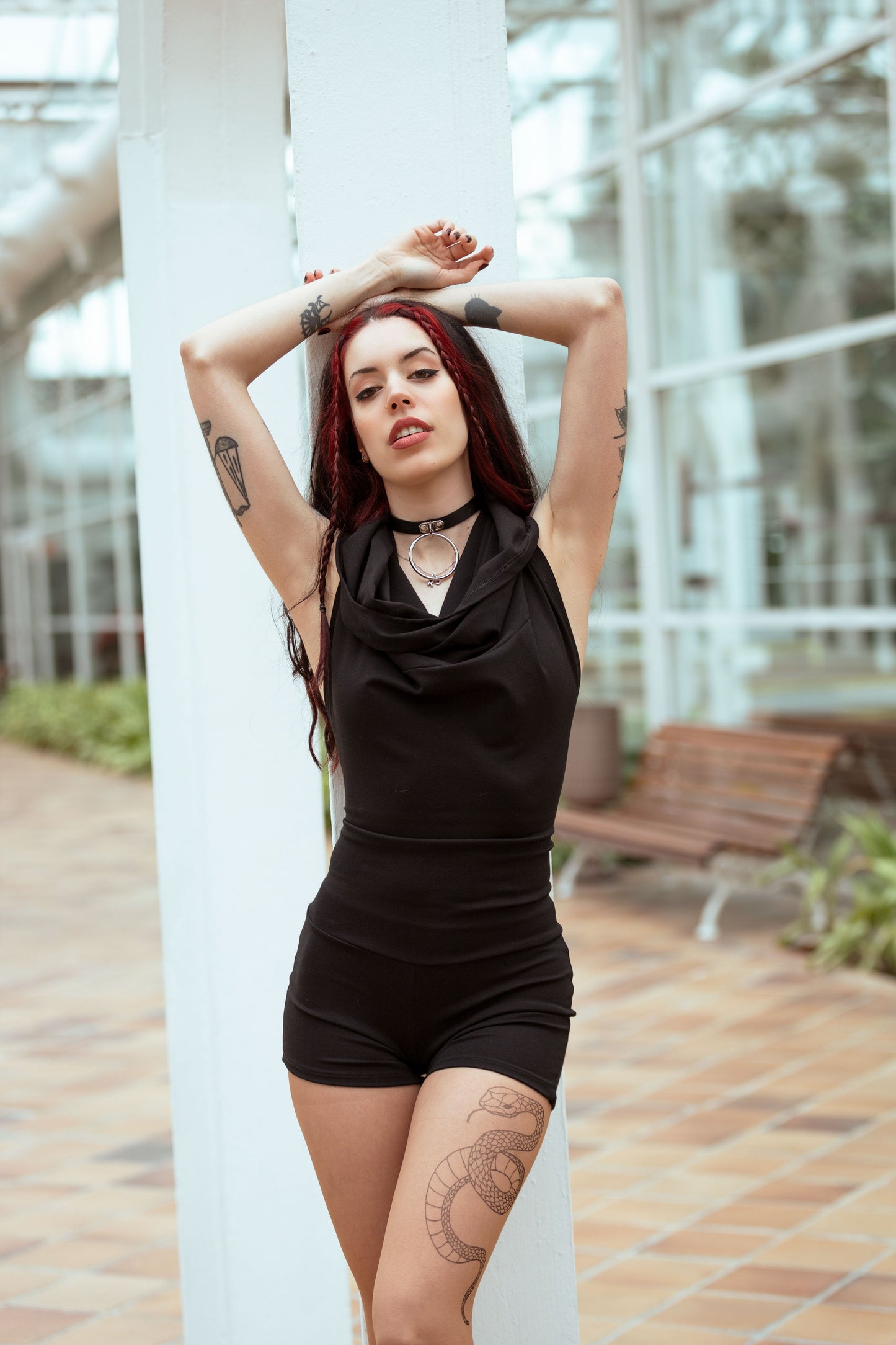 Hooded bordeaux backless playsuit – Yoga Romper