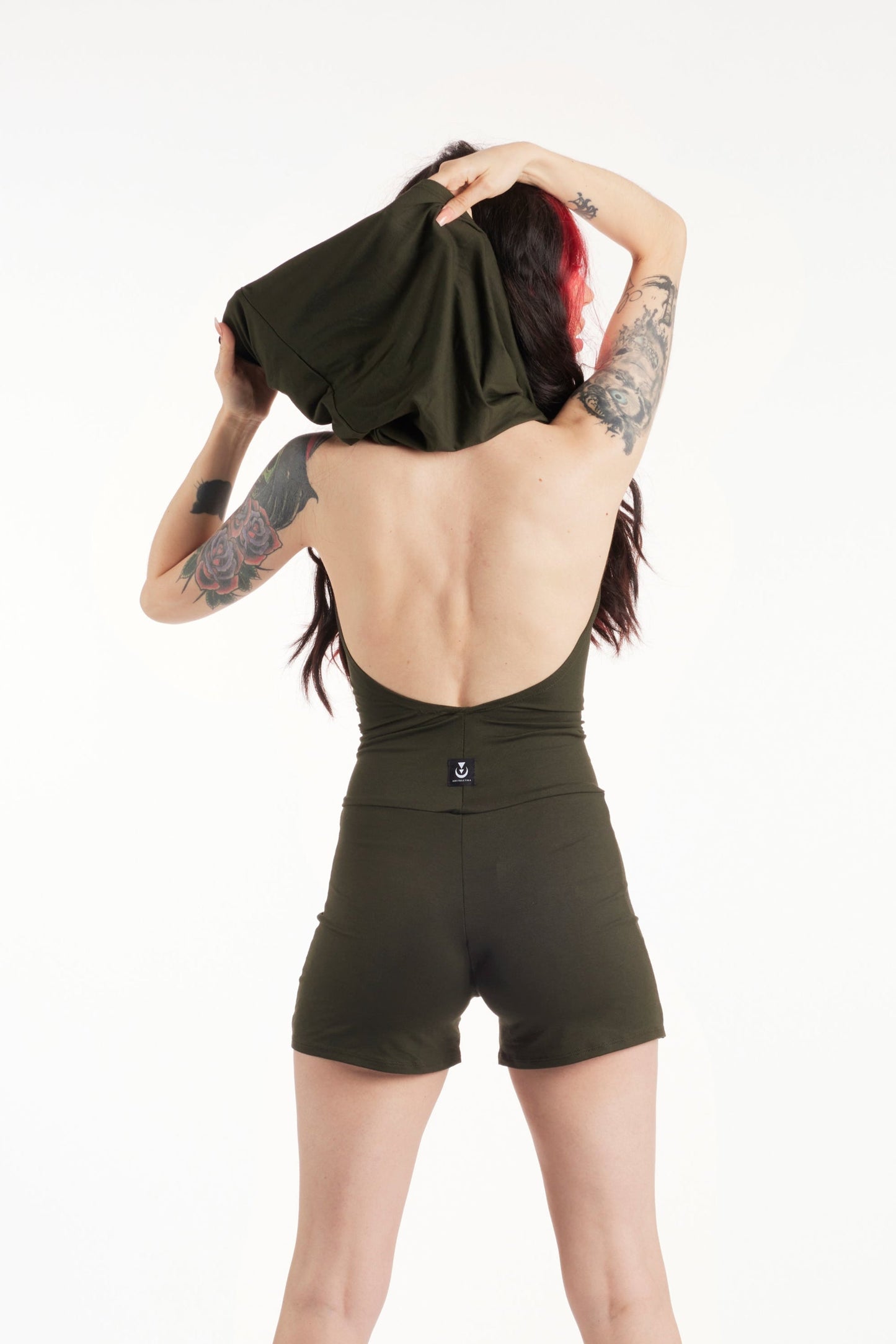 Hooded bordeaux backless playsuit – Yoga Romper