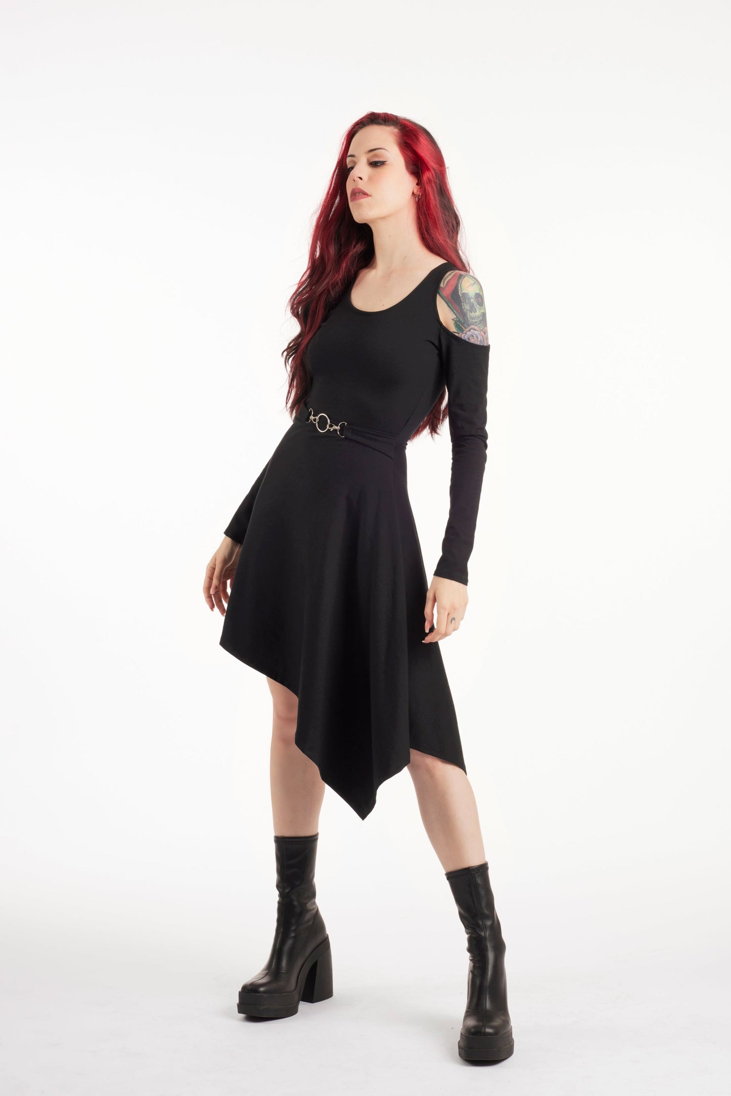 Goth Black Asymmetric Dress – Fairy and Elven Style