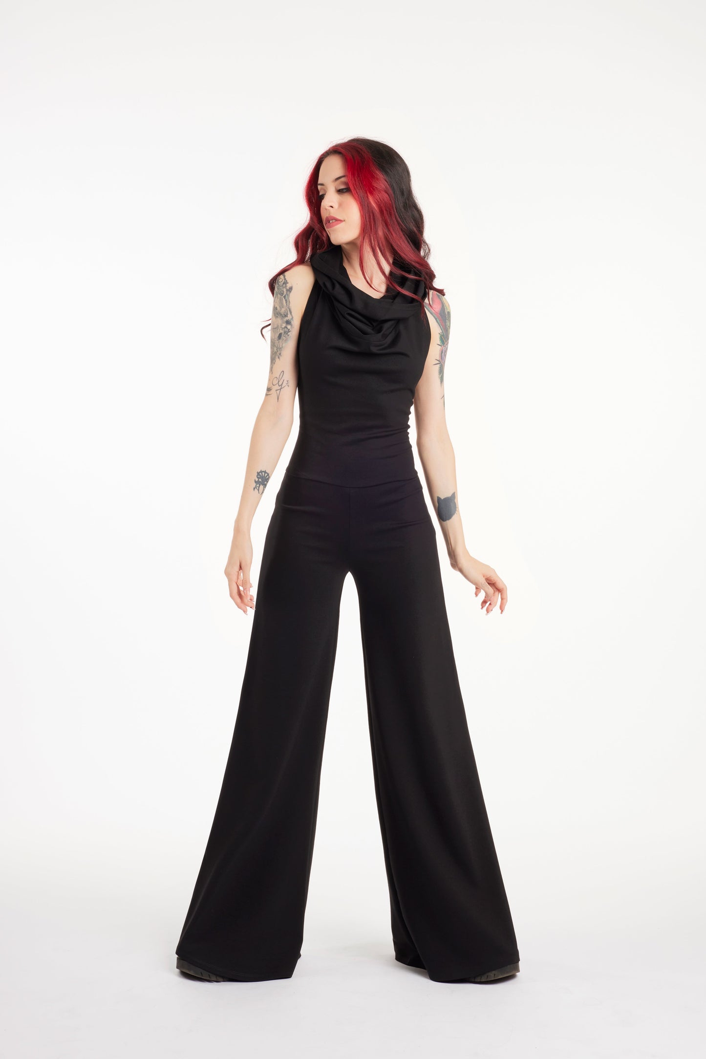 Backless hooded wide leg jumpsuit