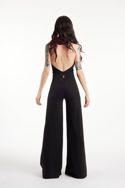Backless hooded wide leg jumpsuit