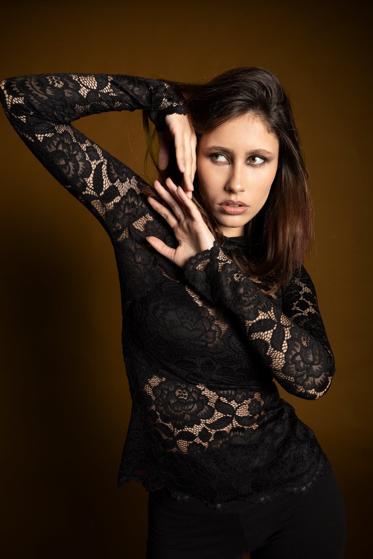 Black Lace Blouse – Sheer Long Sleeve Gothic Top