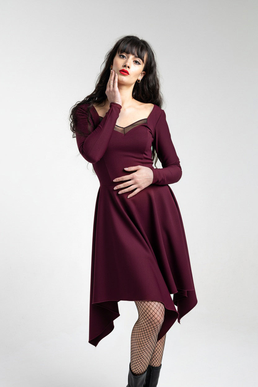 Bourdeaux coset asymmetric sleeve dress
