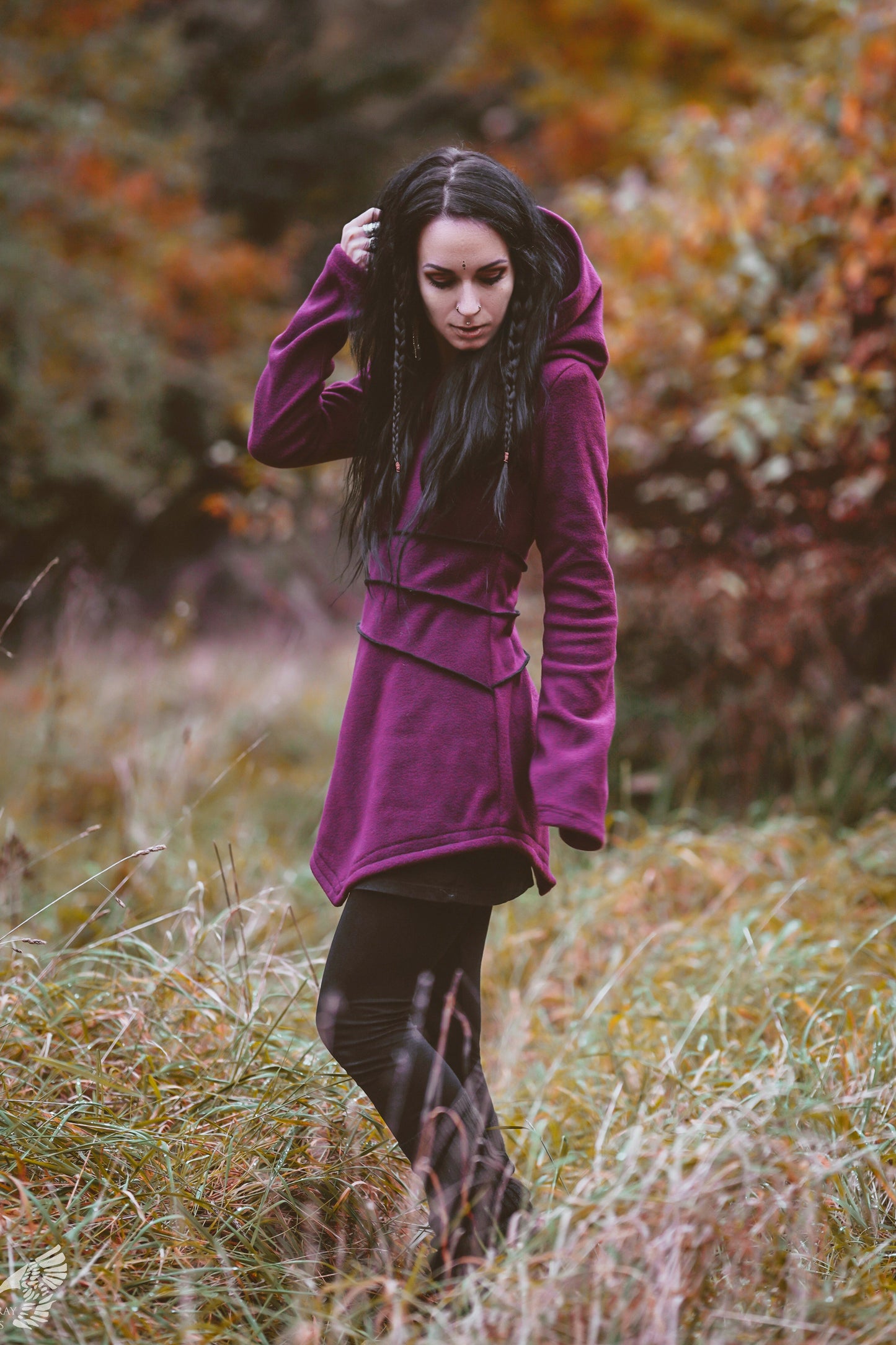 Emerald green Elven Hooded Fleece Coat – Pixie hoodie with Maxi Hood