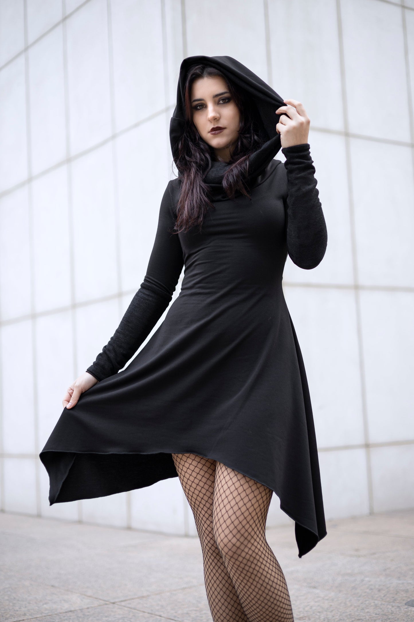 Burgundy Cowl neck fairy goth tunic dress