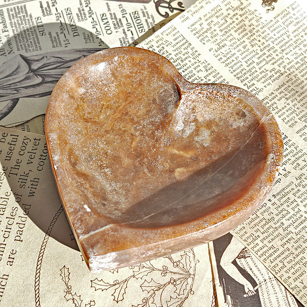 Cuenco Corazón de Selenita Chocolate