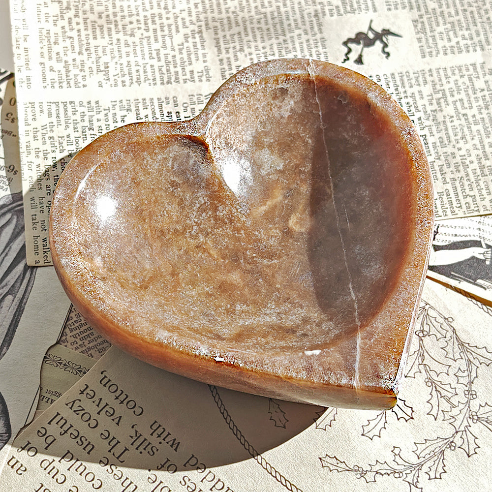 Cuenco Corazón de Selenita Chocolate