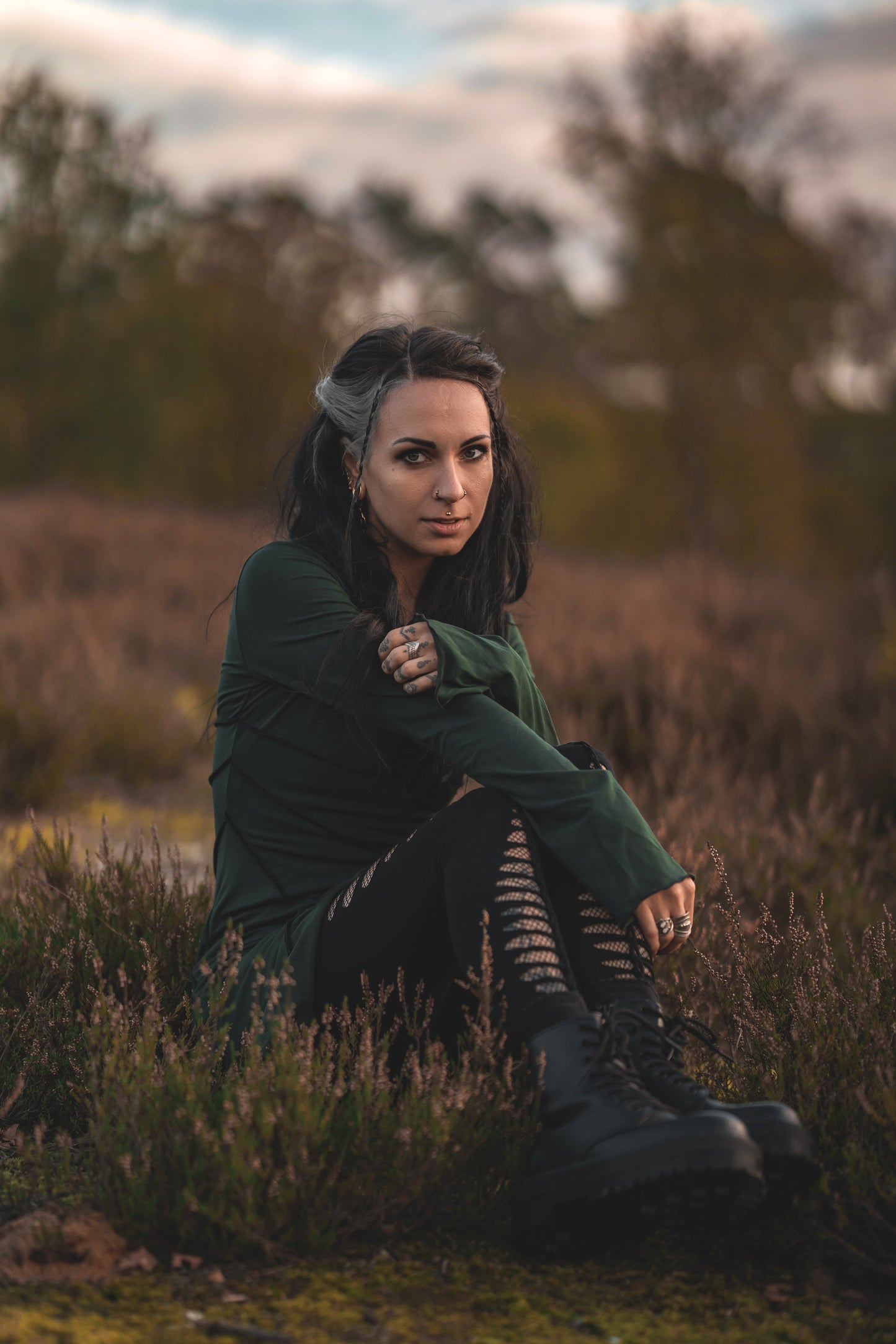 Pixie long sleeve tunic dress in forest green. Elven dress