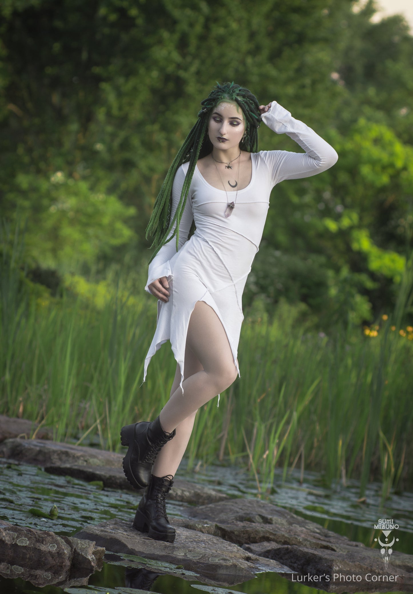 Black fairy goth long sleeve tunic dress