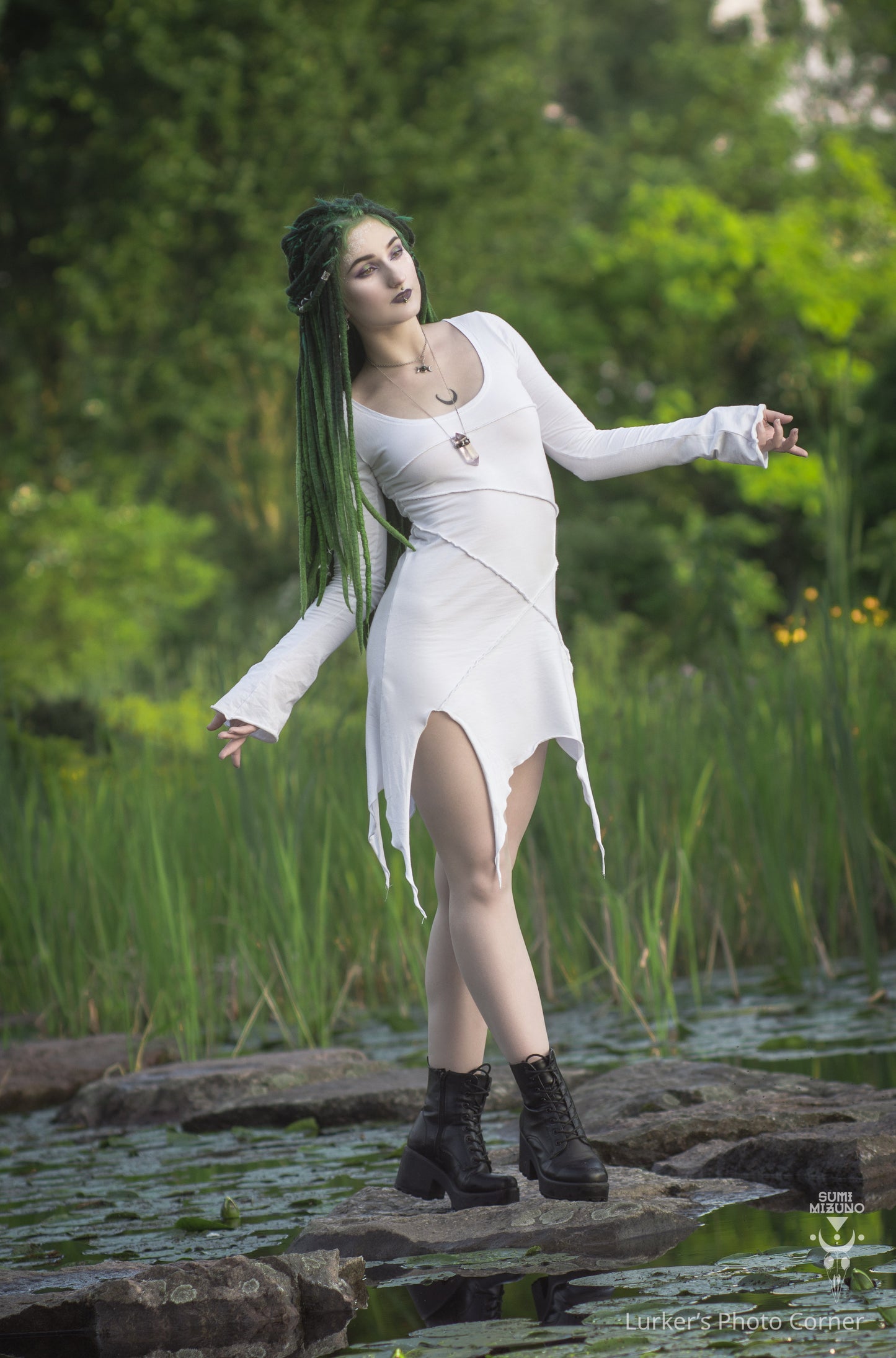 Black fairy goth long sleeve tunic dress