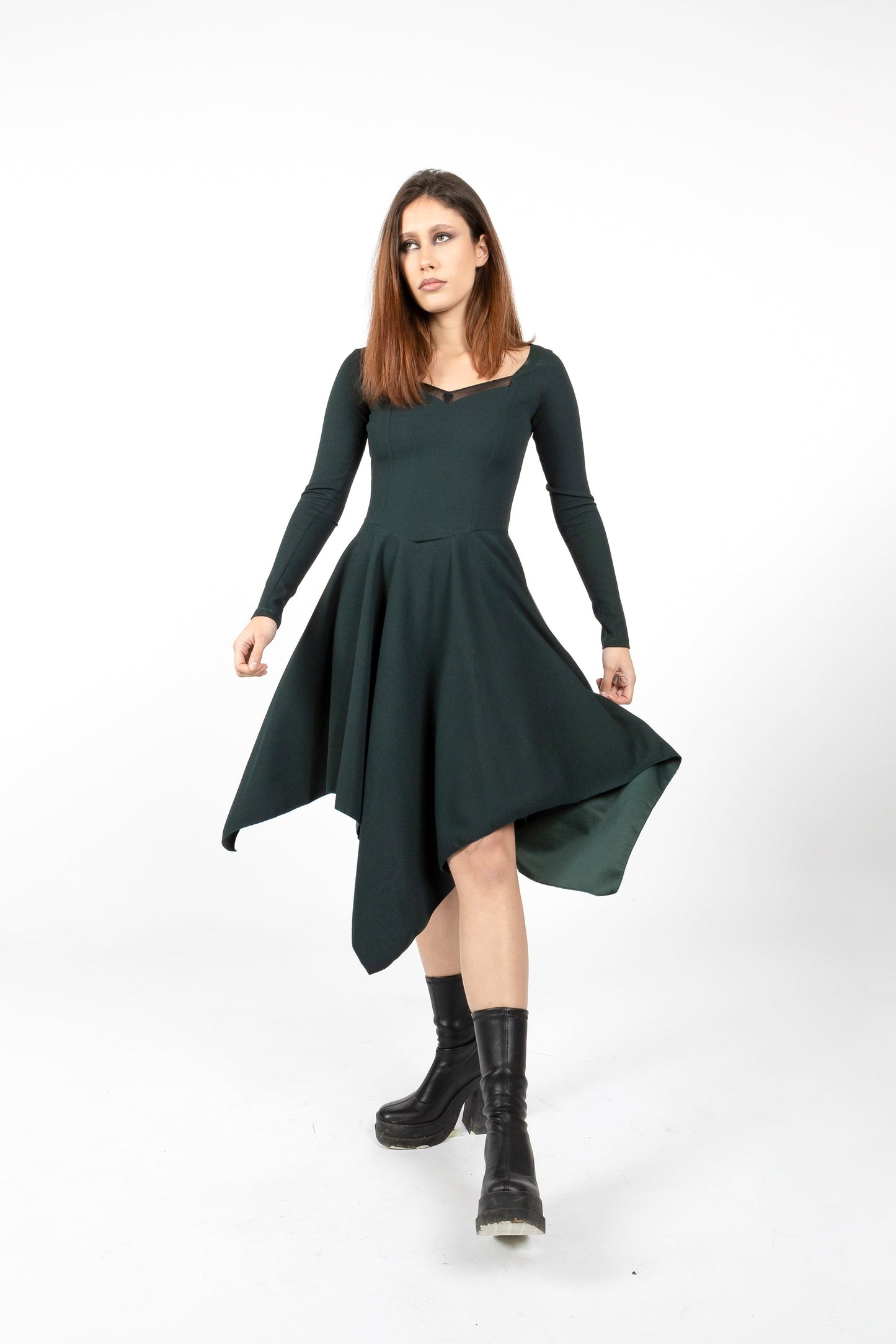 Bourdeaux coset asymmetric sleeve dress