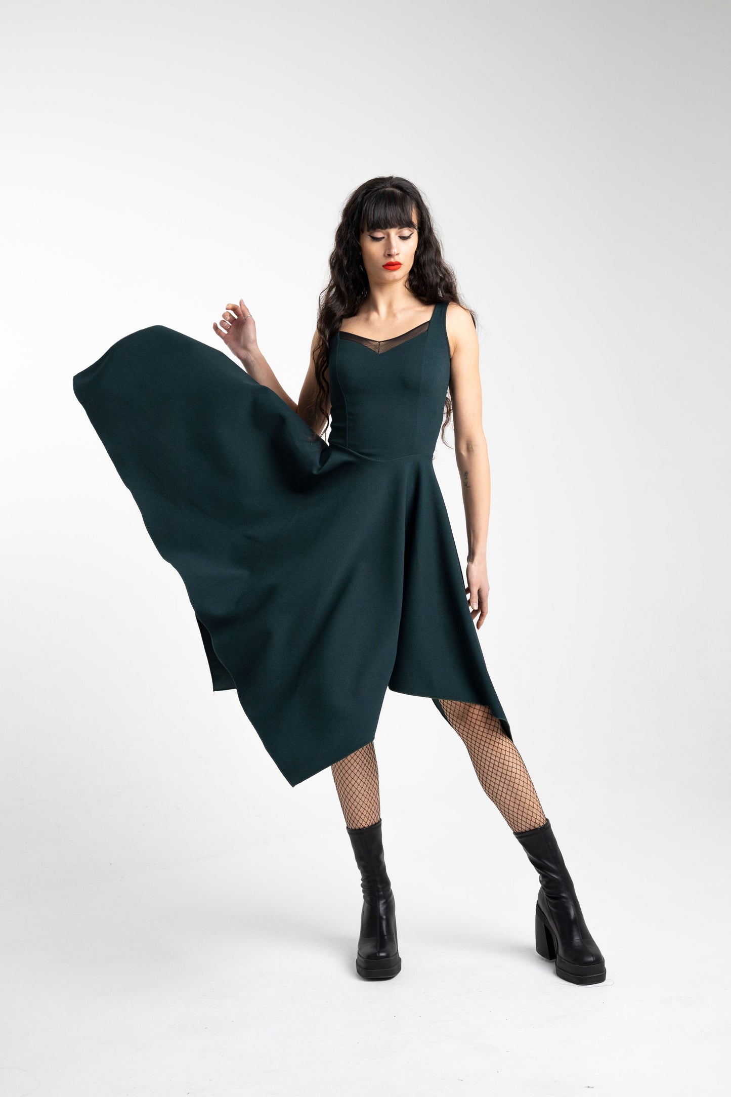 Wine Corset asymmetric sleeveless fairy witch dress