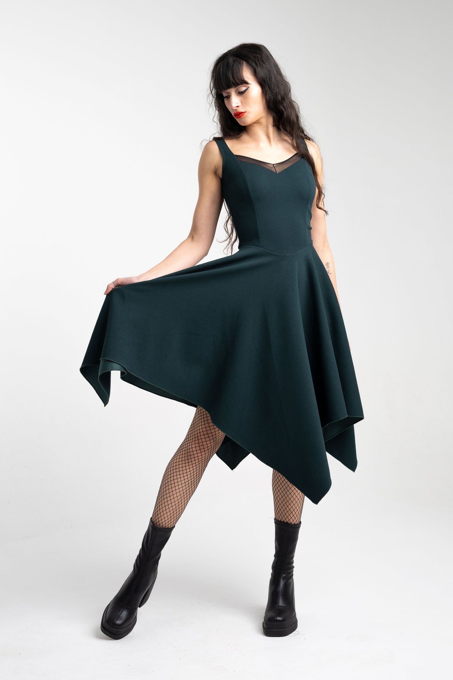 Black Corset asymmetric sleeveless fairy witch dress