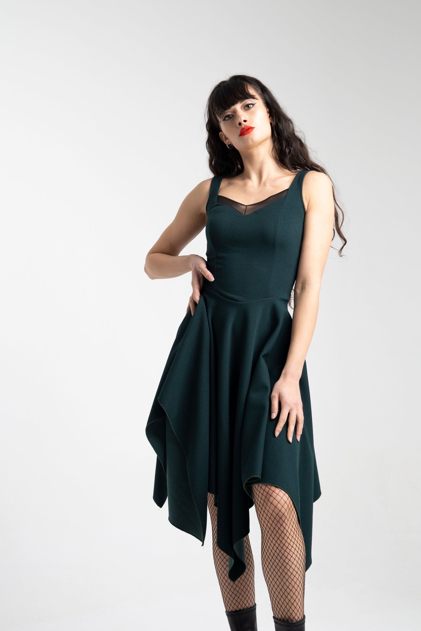 Wine Corset asymmetric sleeveless fairy witch dress