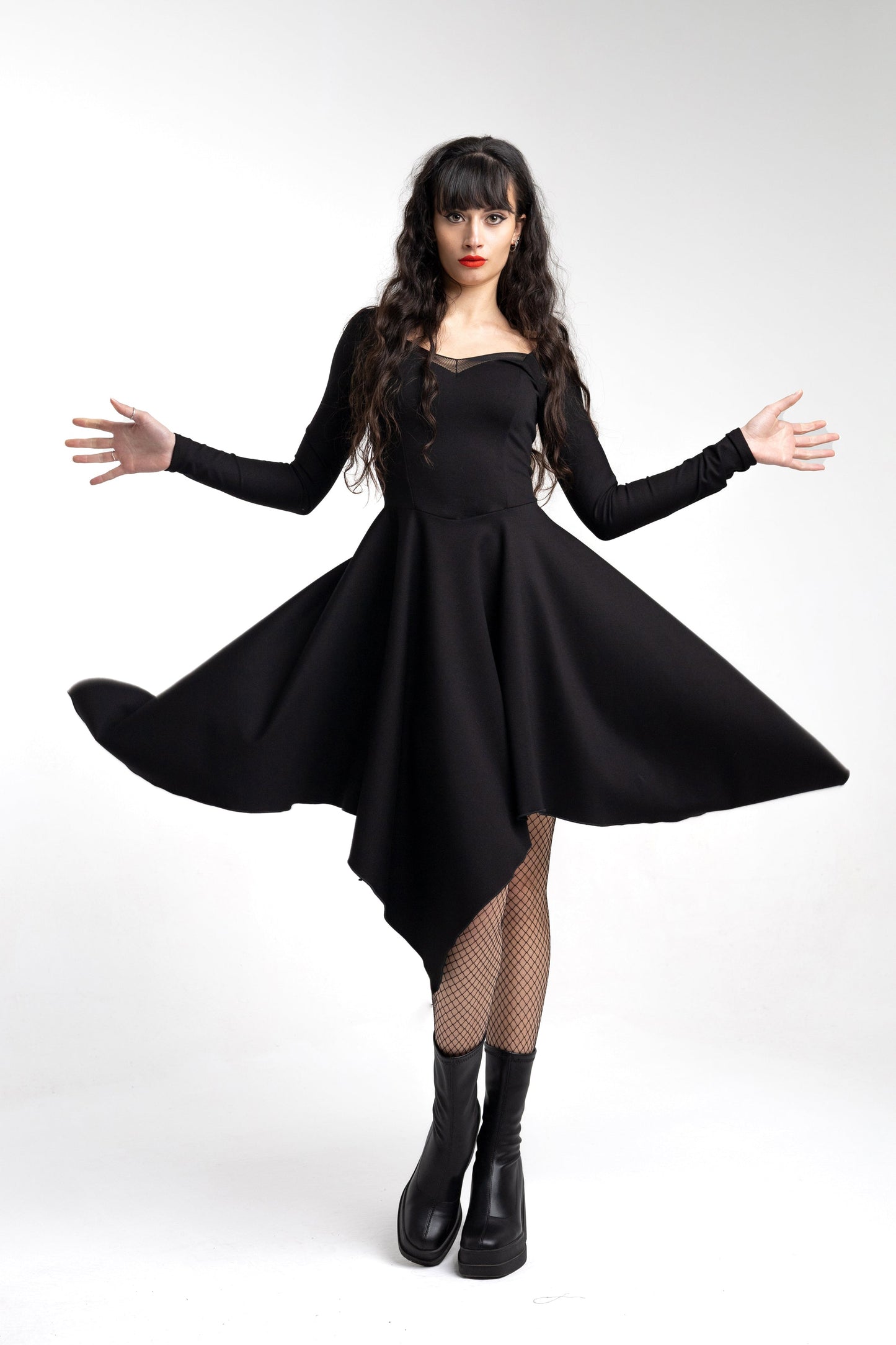 Bourdeaux coset asymmetric sleeve dress