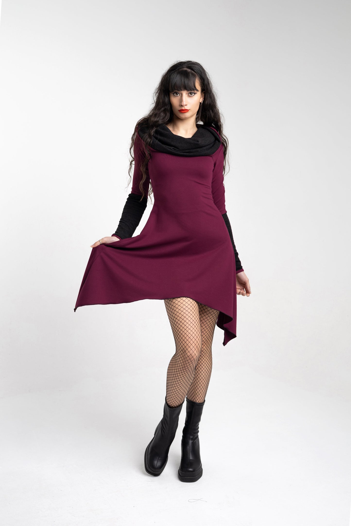 Black Cowl neck elven tunic dress
