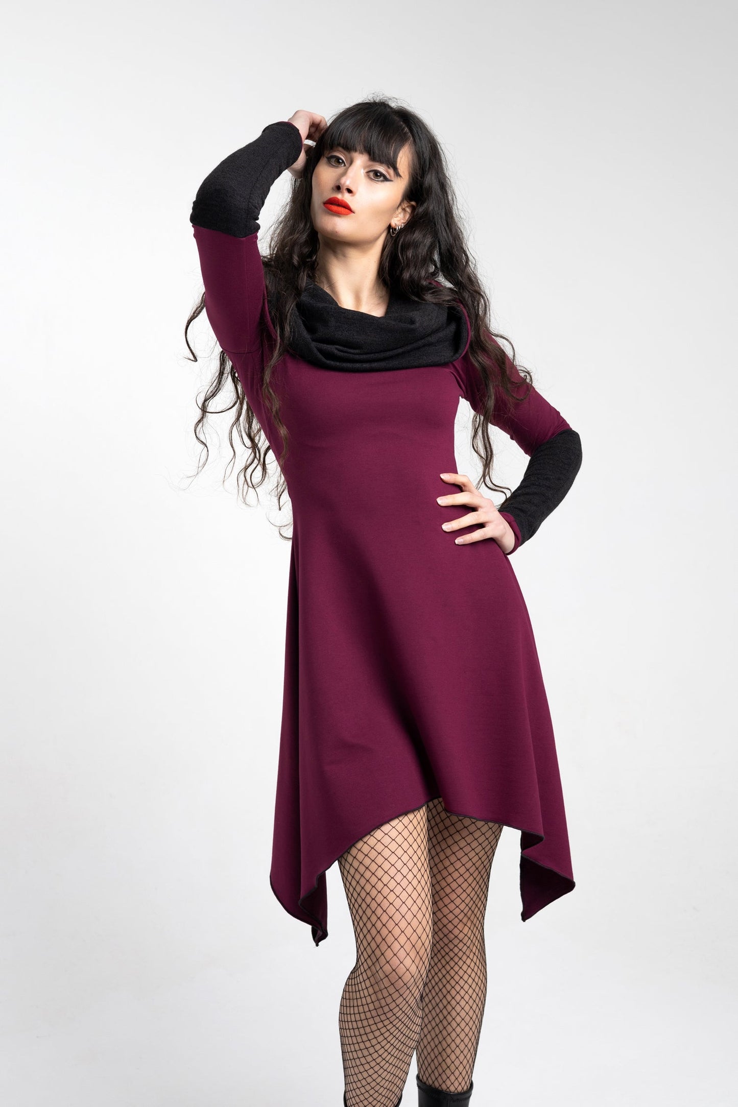 Black Cowl neck elven tunic dress