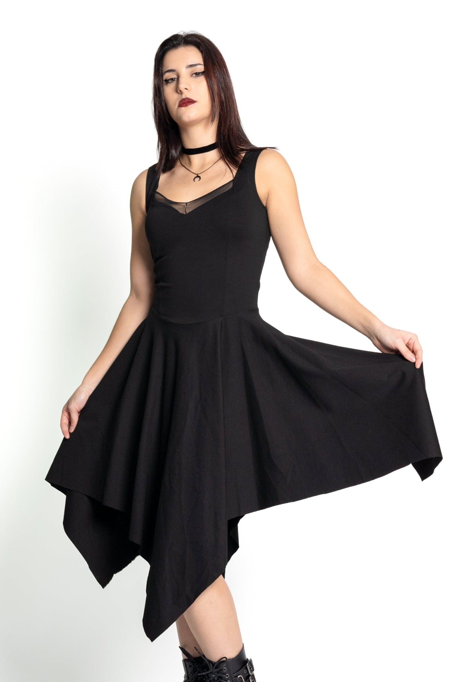 Wine Corset asymmetric sleeveless fairy witch dress