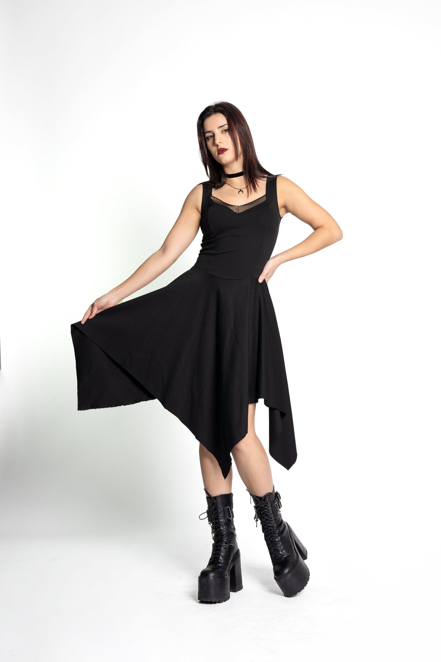Black Corset asymmetric sleeveless fairy witch dress