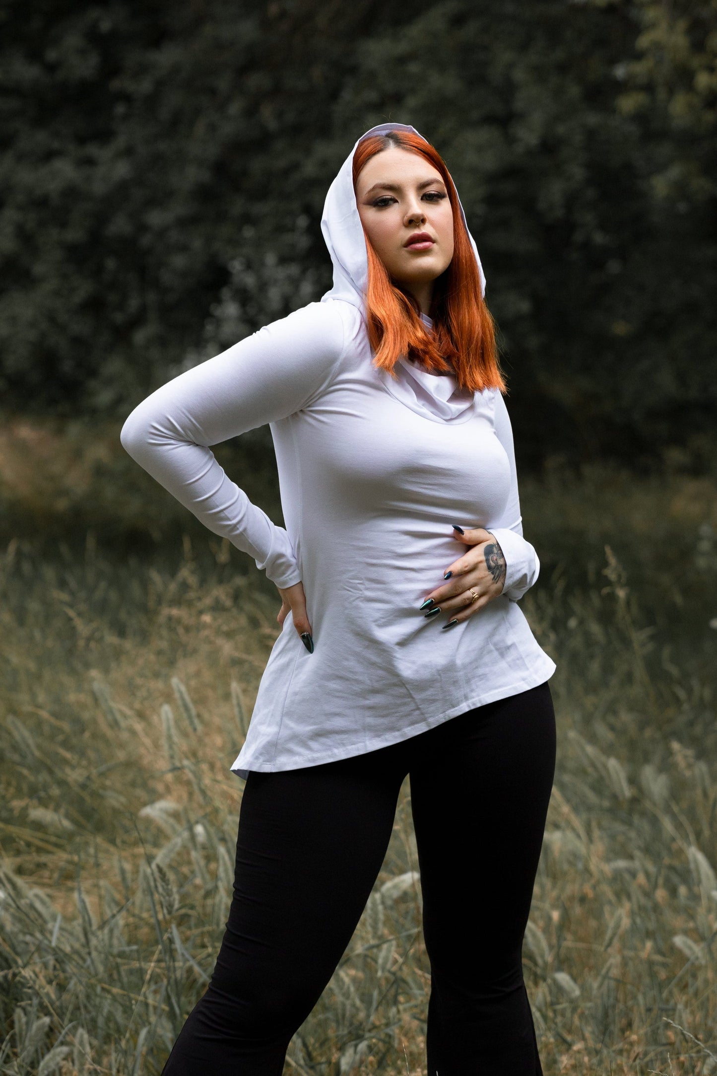 Hikari Wine Hooded Elven Cowl Neck Top