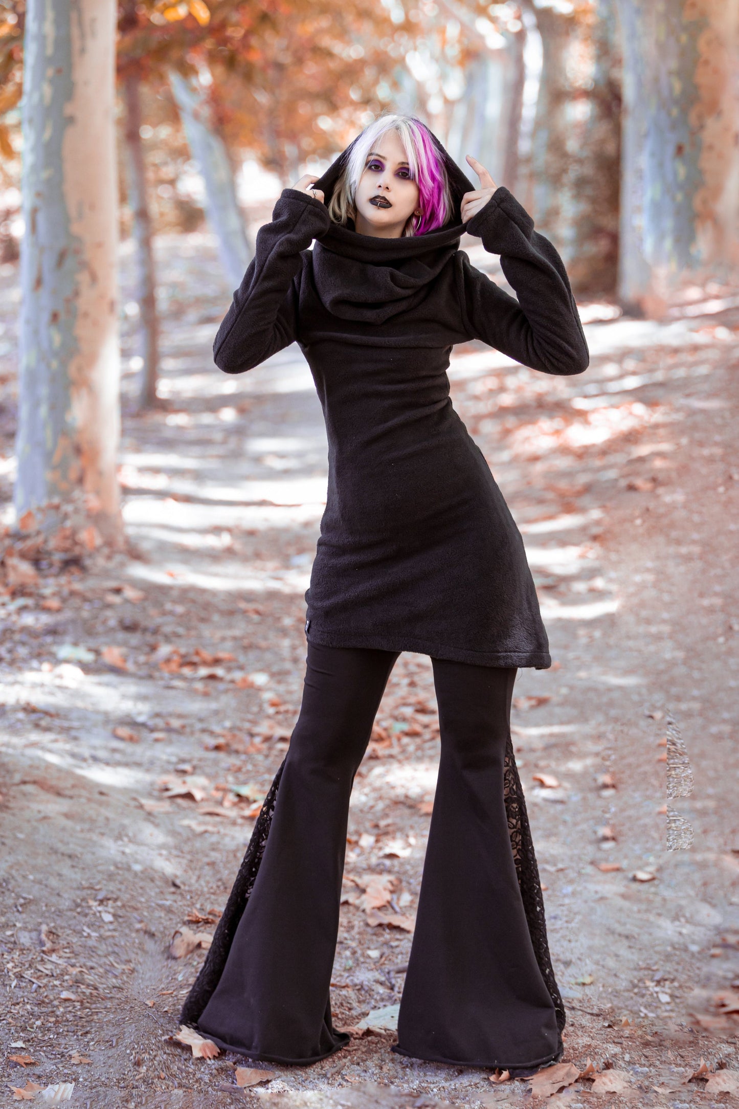 Winter Long Hooded Fleece Coat – Elven Gothic Hoodie Jacket