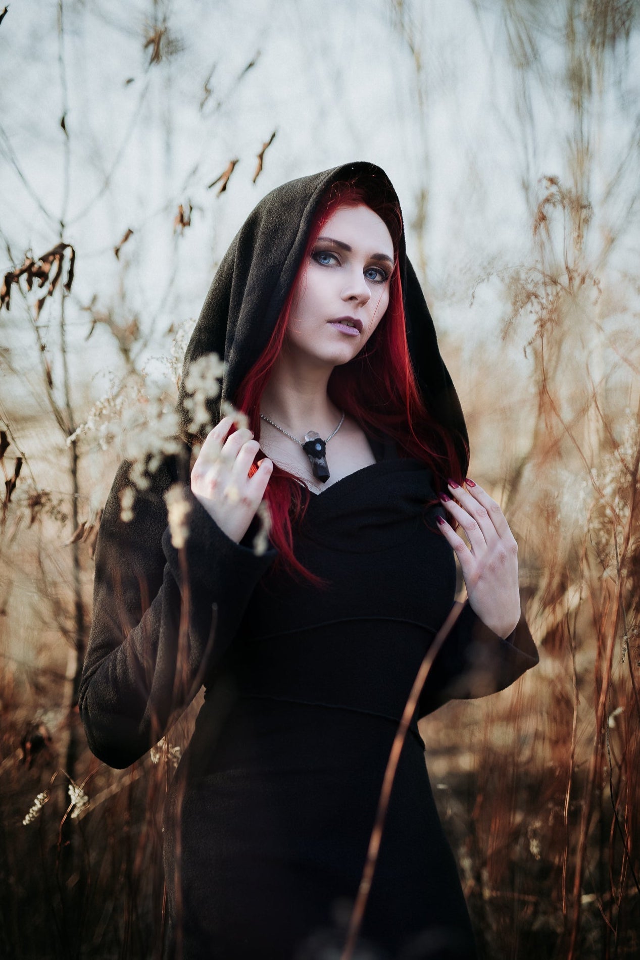 Green Elven Hooded Fleece Coat – Pixie jacket with Maxi Hood