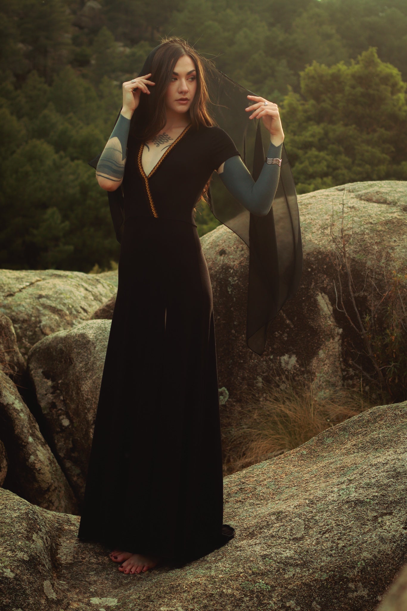 Black Bohemian Wrap Maxi Dress – Organic Bamboo Jersey