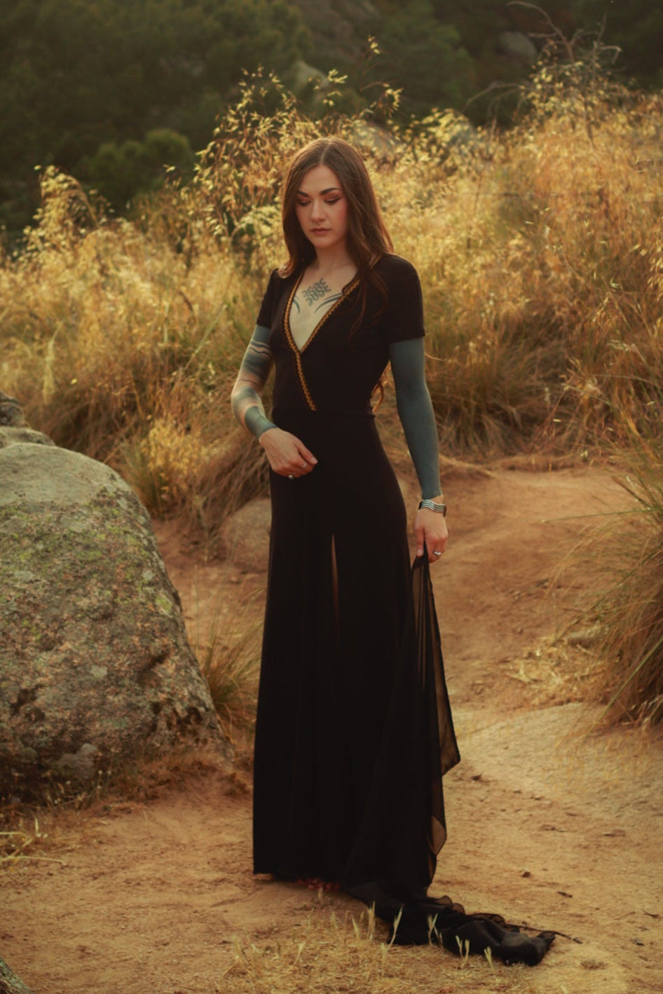 Black Bohemian Wrap Maxi Dress – Organic Bamboo Jersey