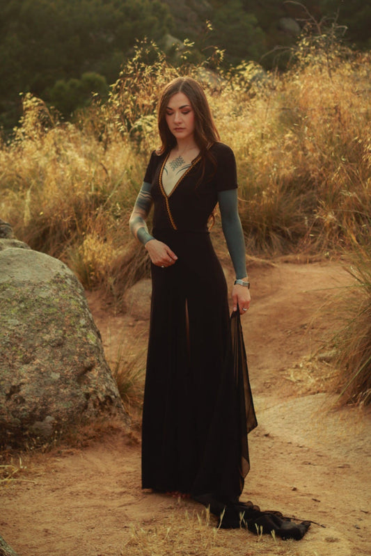 Black Bohemian Wrap Maxi Dress – Organic Bamboo Jersey