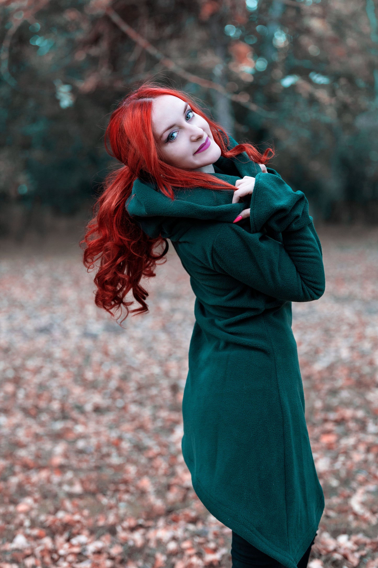 Winter Long Hooded Fleece Coat – Elven Gothic Hoodie Jacket