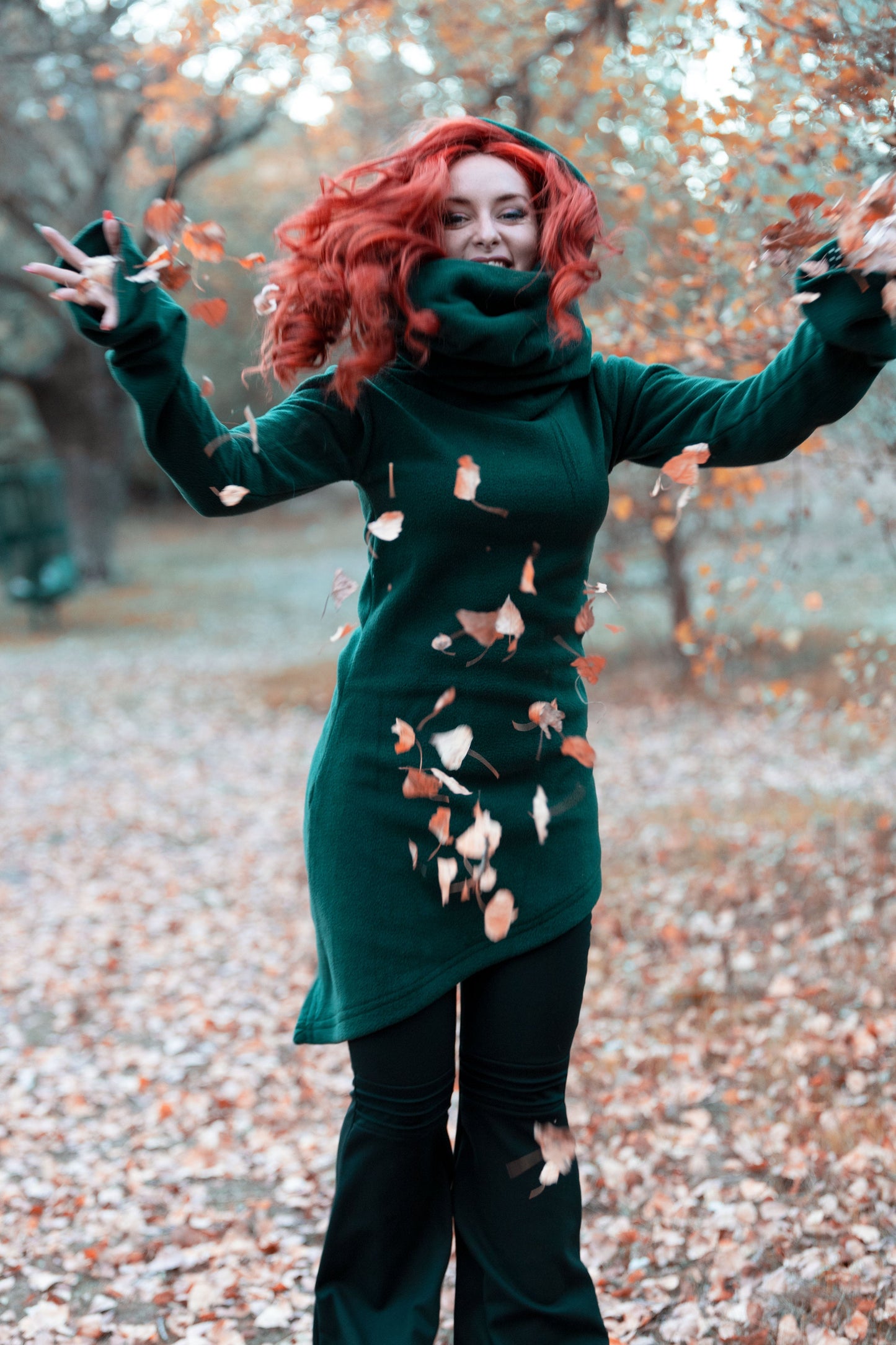 Winter Long Hooded Fleece Coat – Elven Gothic Hoodie Jacket