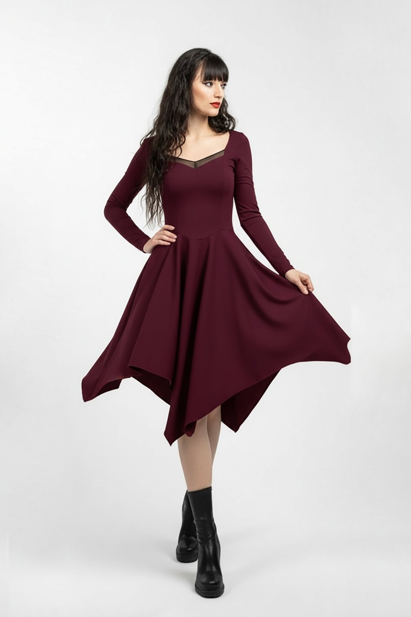 Bourdeaux coset asymmetric sleeve dress