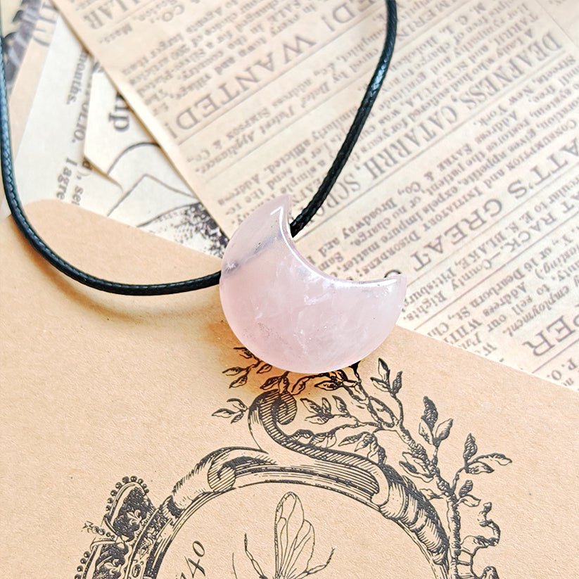 Colgante Luna de Cuarzo Rosa