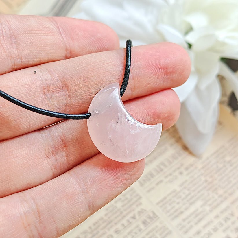 Colgante Luna de Cuarzo Rosa