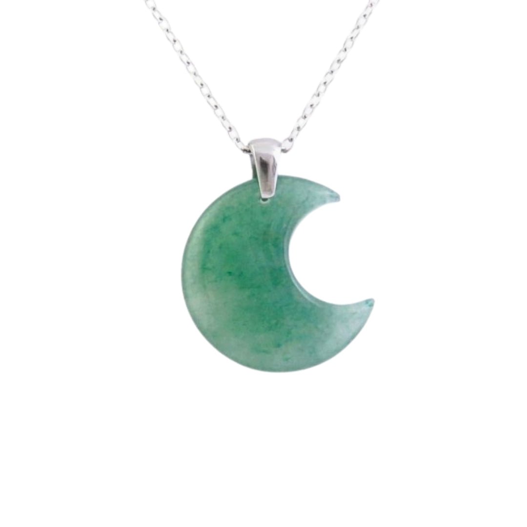 Collar Luna de Aventurina Verde - Acero Inox.