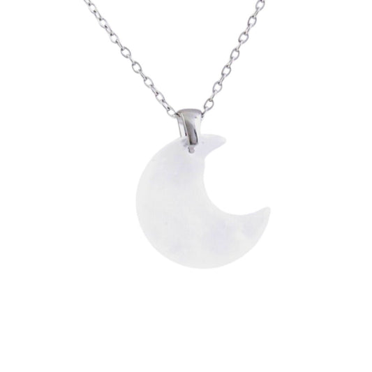 Collar Luna de Cuarzo Blanco - Acero Inox.