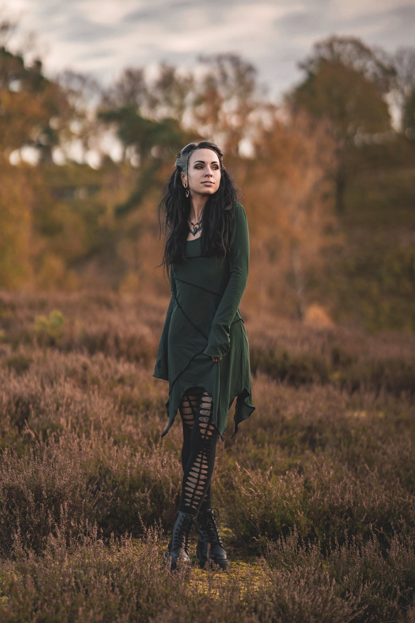 Black fairy goth long sleeve tunic dress