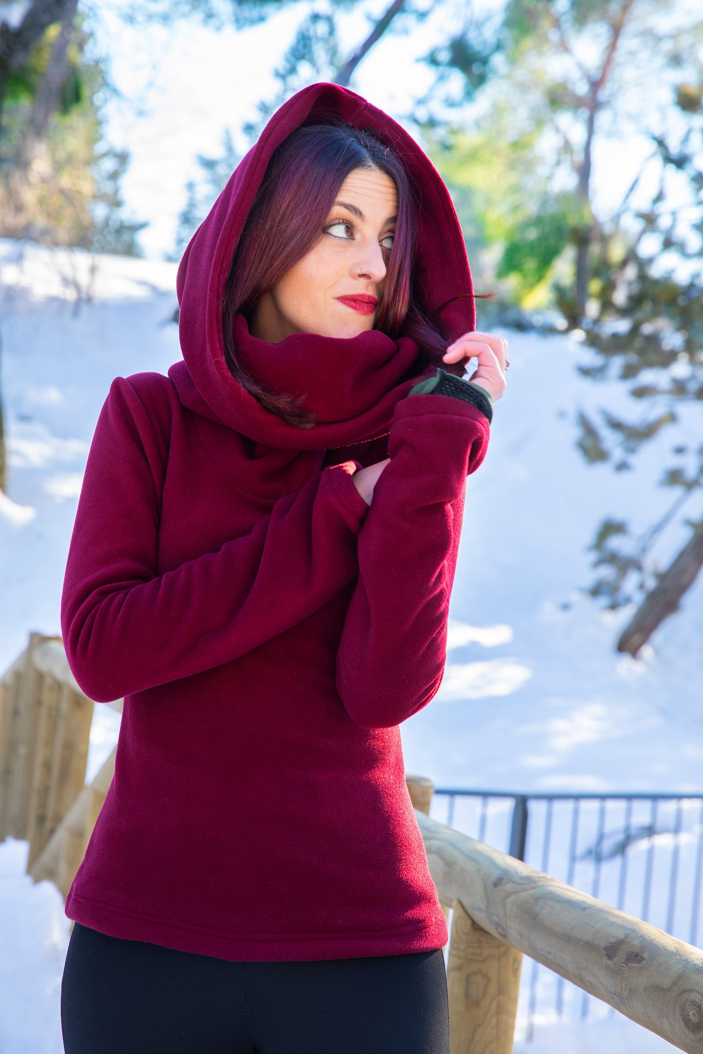 BLACK Fairy Cowl Neck Hooded Sweatshirt – Cotton Fleece Elven Hoodie