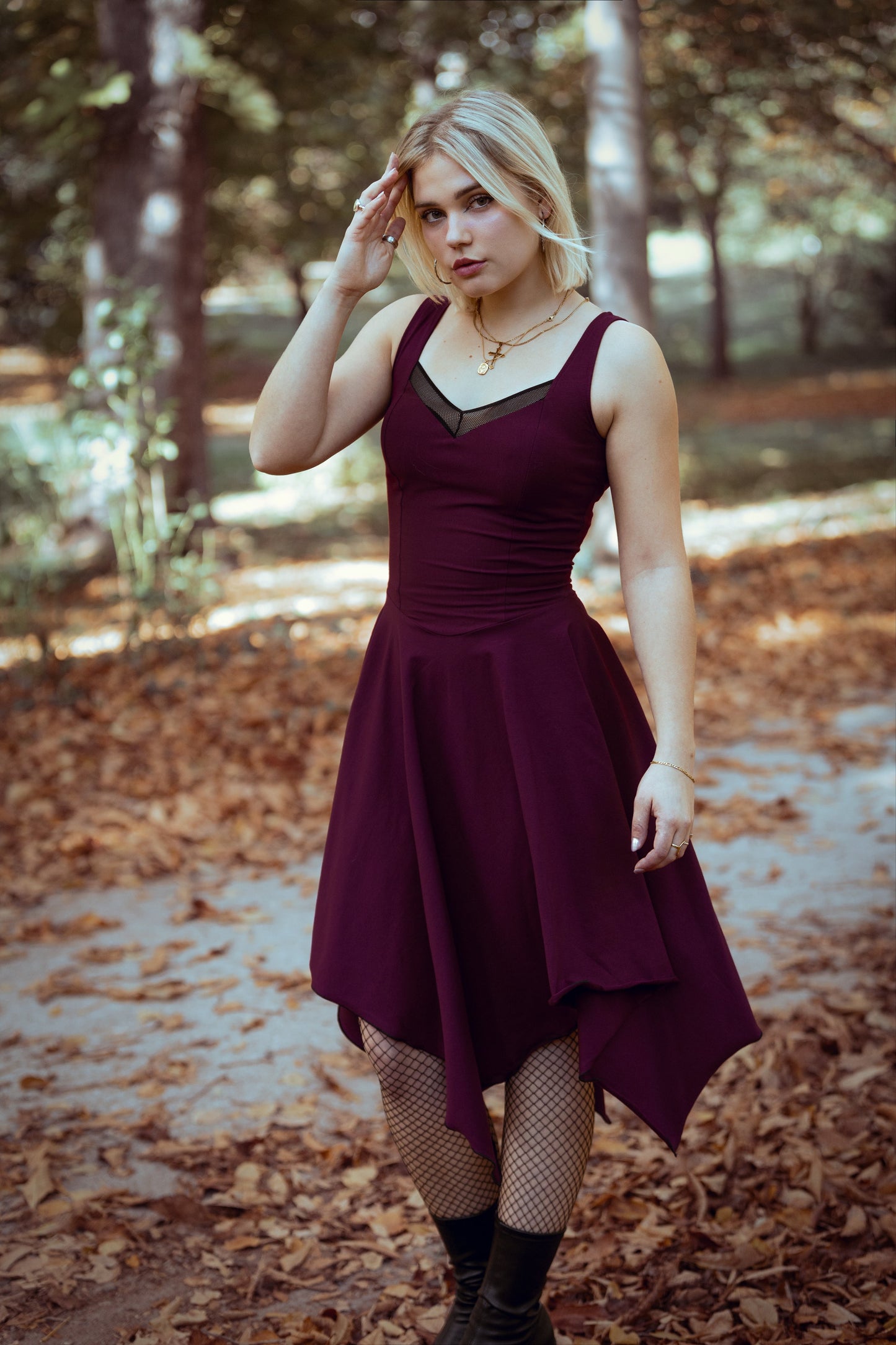 Wine Corset asymmetric sleeveless fairy witch dress