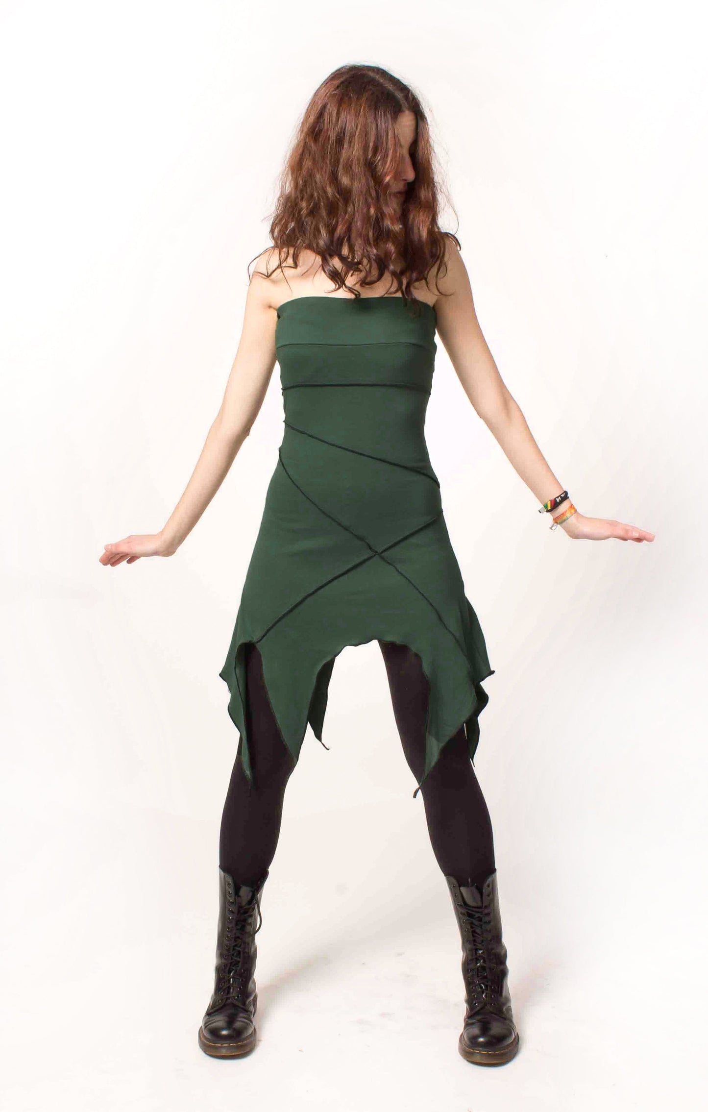 Khepry Black Gothic Pixie Festival Dress – Asymmetrical Faery Tunic in Organic Cotton