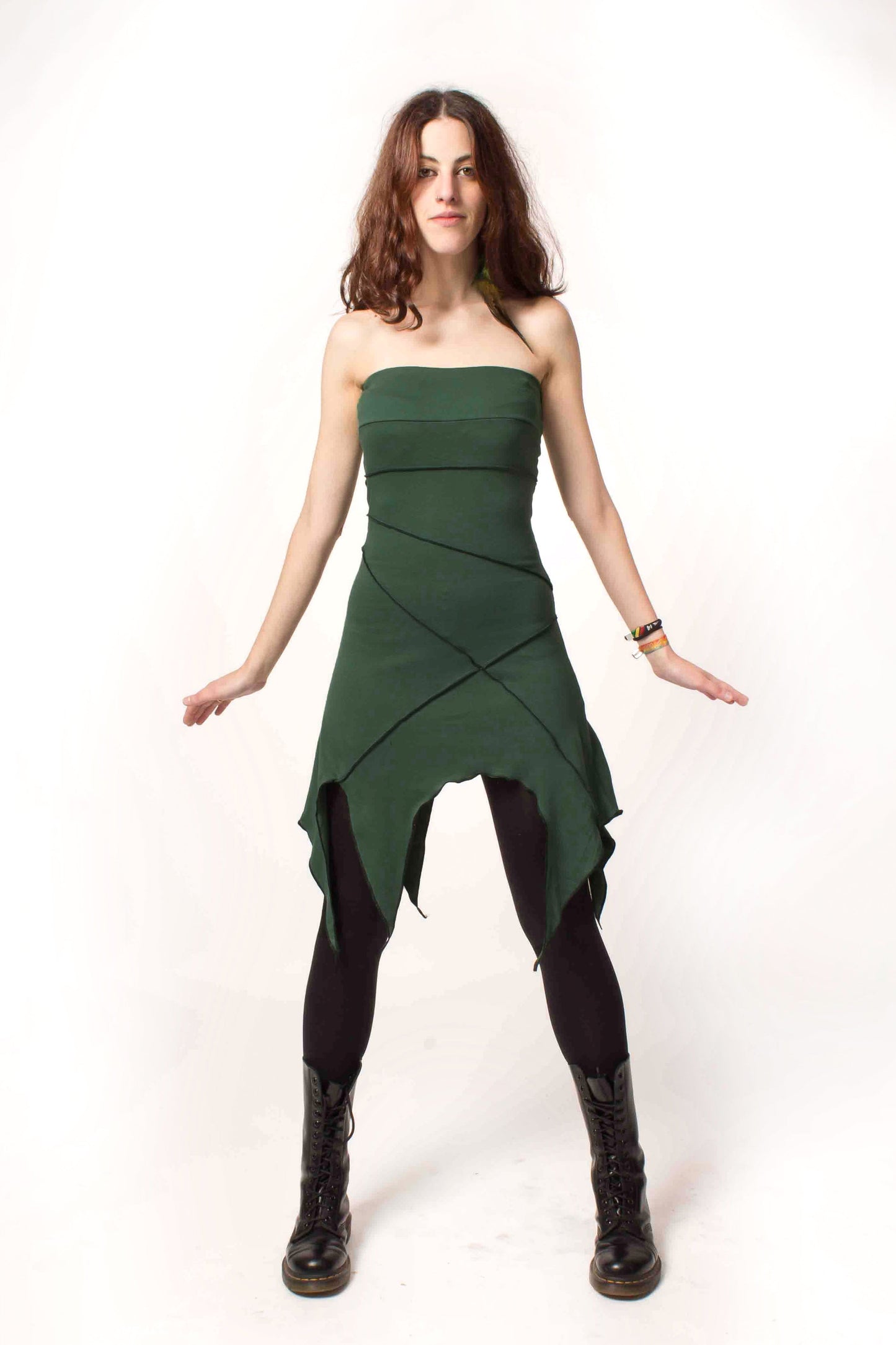 Khepry Black Gothic Pixie Festival Dress – Asymmetrical Faery Tunic in Organic Cotton