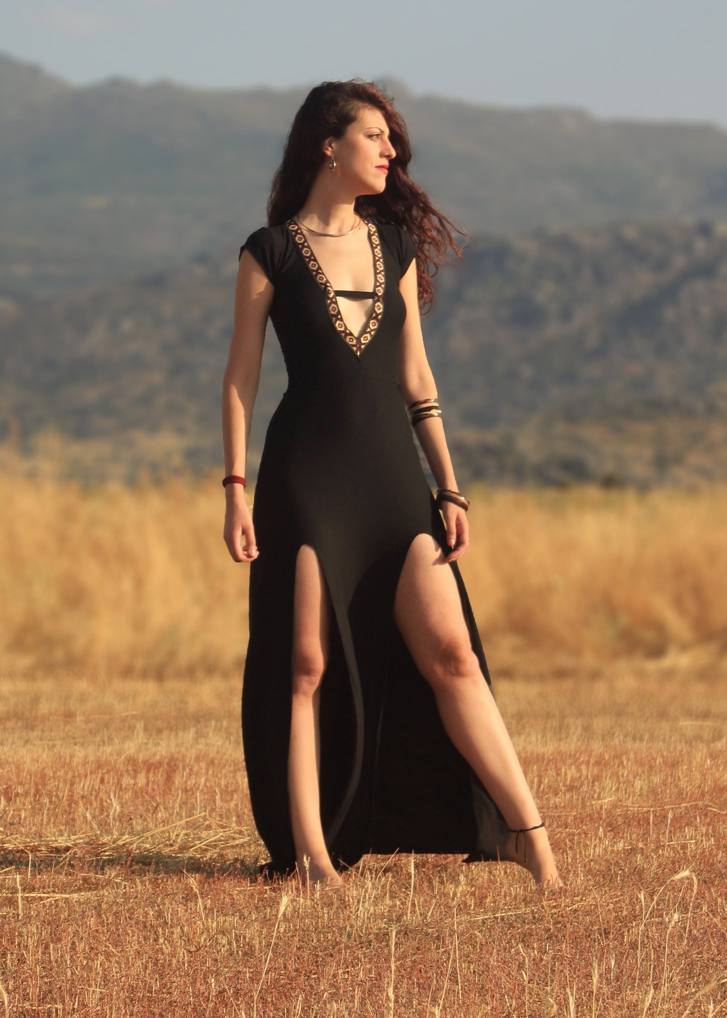 Kali maxi bohemian wedding black dress