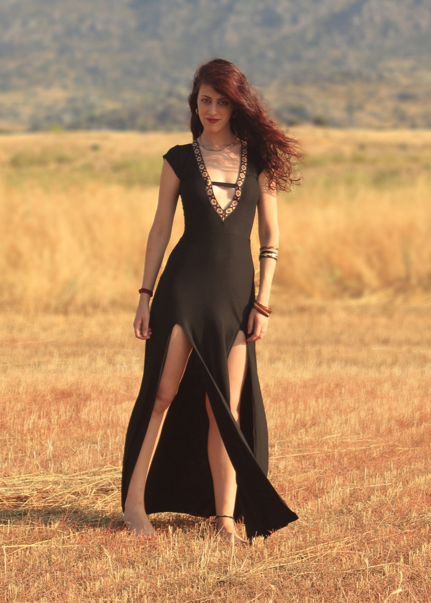 Kali maxi bohemian wedding black dress