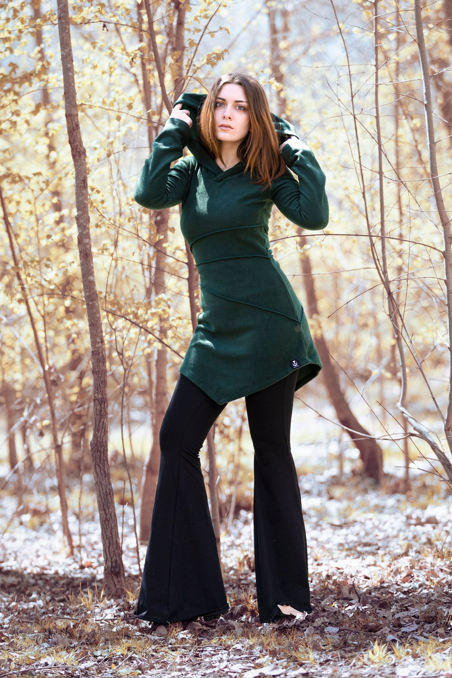 Black Elven Hooded Fleece Coat – Pixie hoodie with Maxi Hood